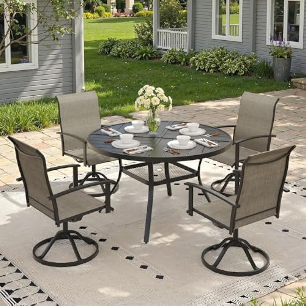 Outdoor Furniture Plus - Set meja makan luar ruangan modern