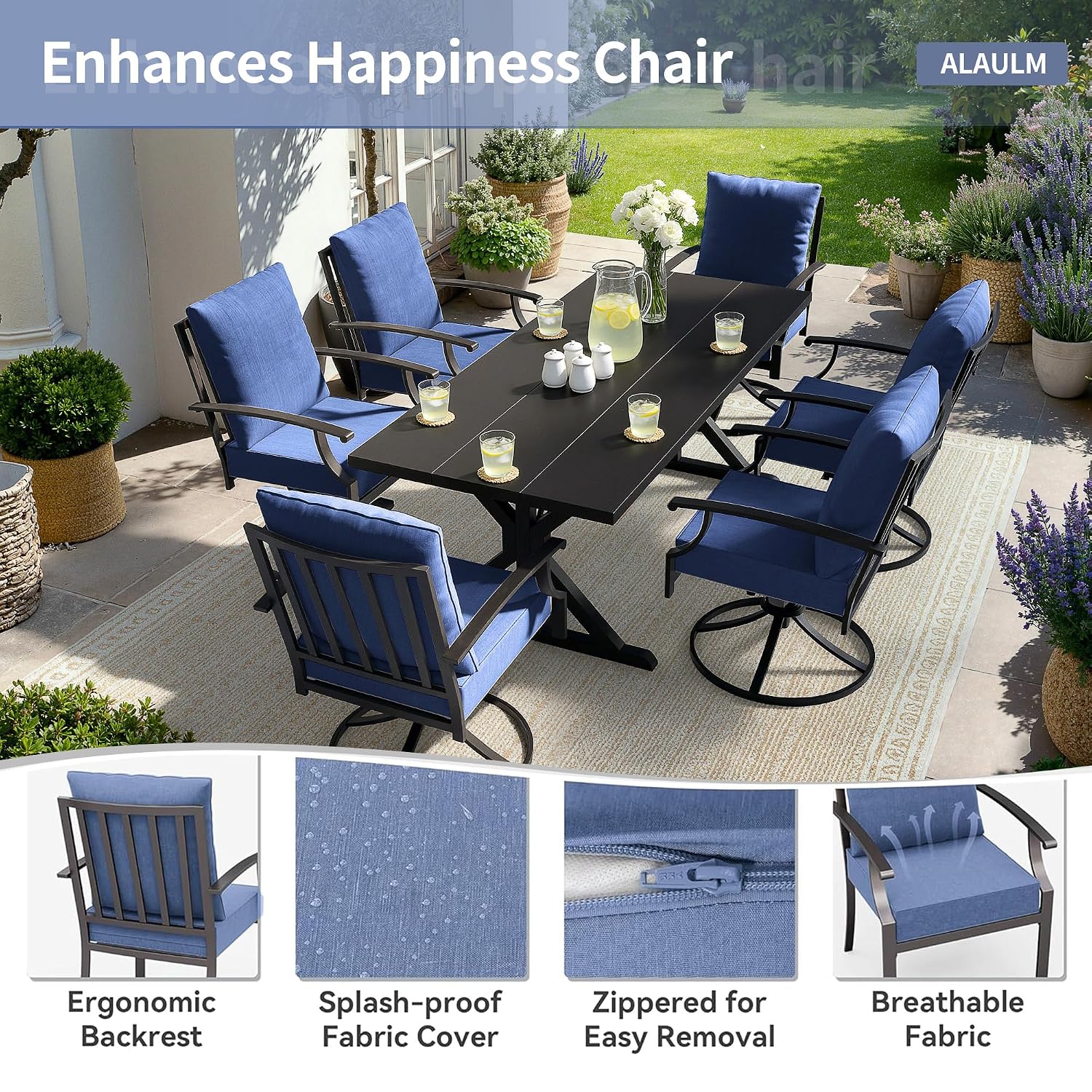 Set Meja Makan Teras Logam 7pc - Outdoor Furniture Plus ulasan dan harga