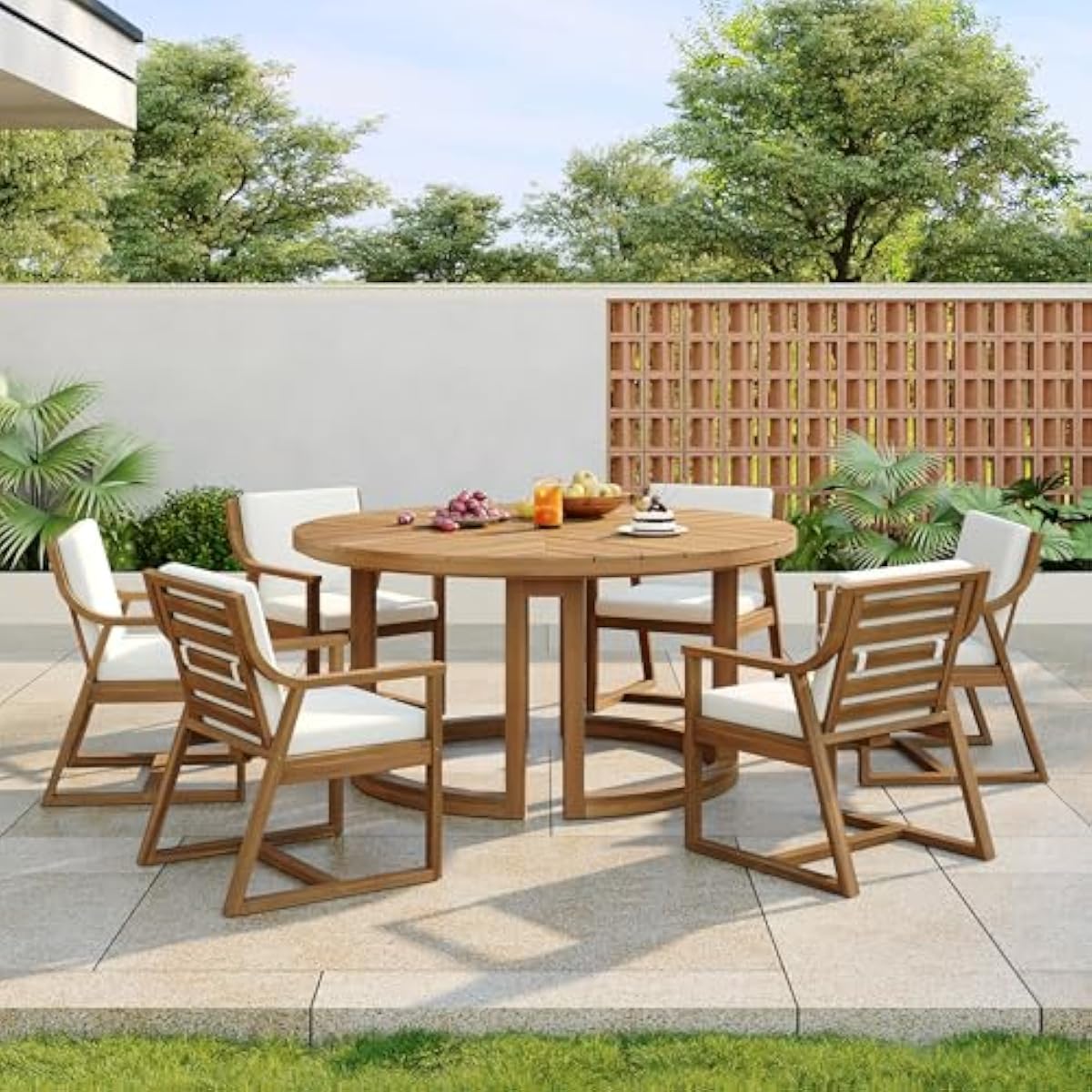 Set Teras Bundar 7-Potong Gaya - Outdoor Furniture Plus ulasan dan harga