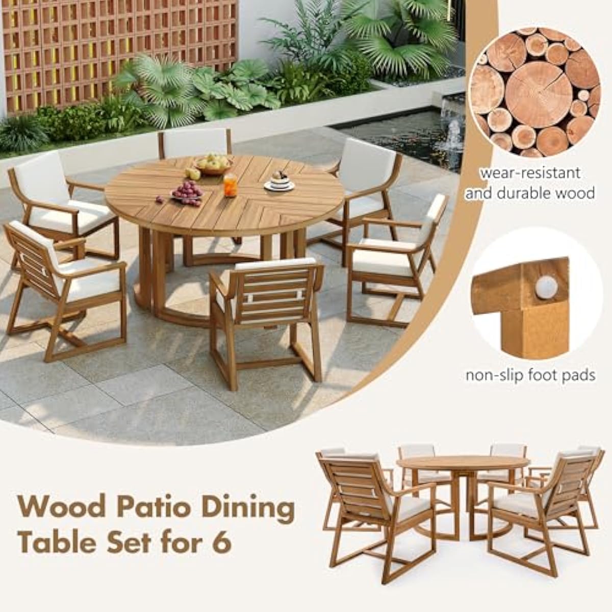 Set Teras Bundar 7-Potong Gaya - Outdoor Furniture Plus ulasan dan harga