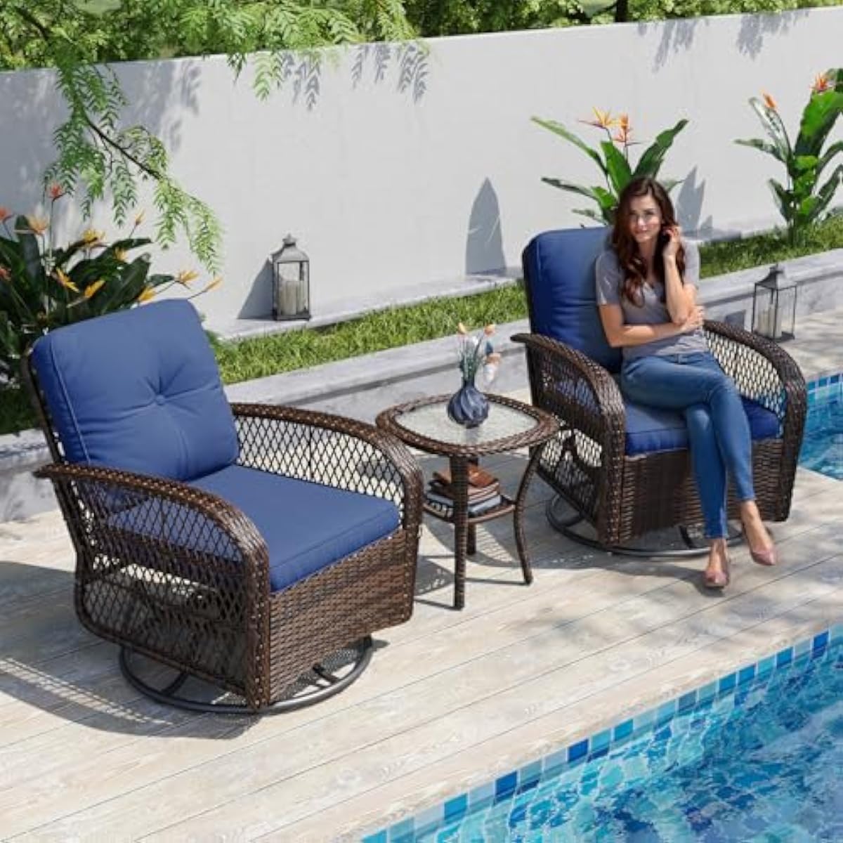 Set Bistro Modern 3-Potong unt - Outdoor Furniture Plus ulasan dan harga